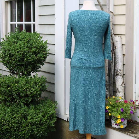 The Territory Ahead Turquoise Geometric Print Stretch Modal Cotton Midi Dress S - Picture 5 of 6